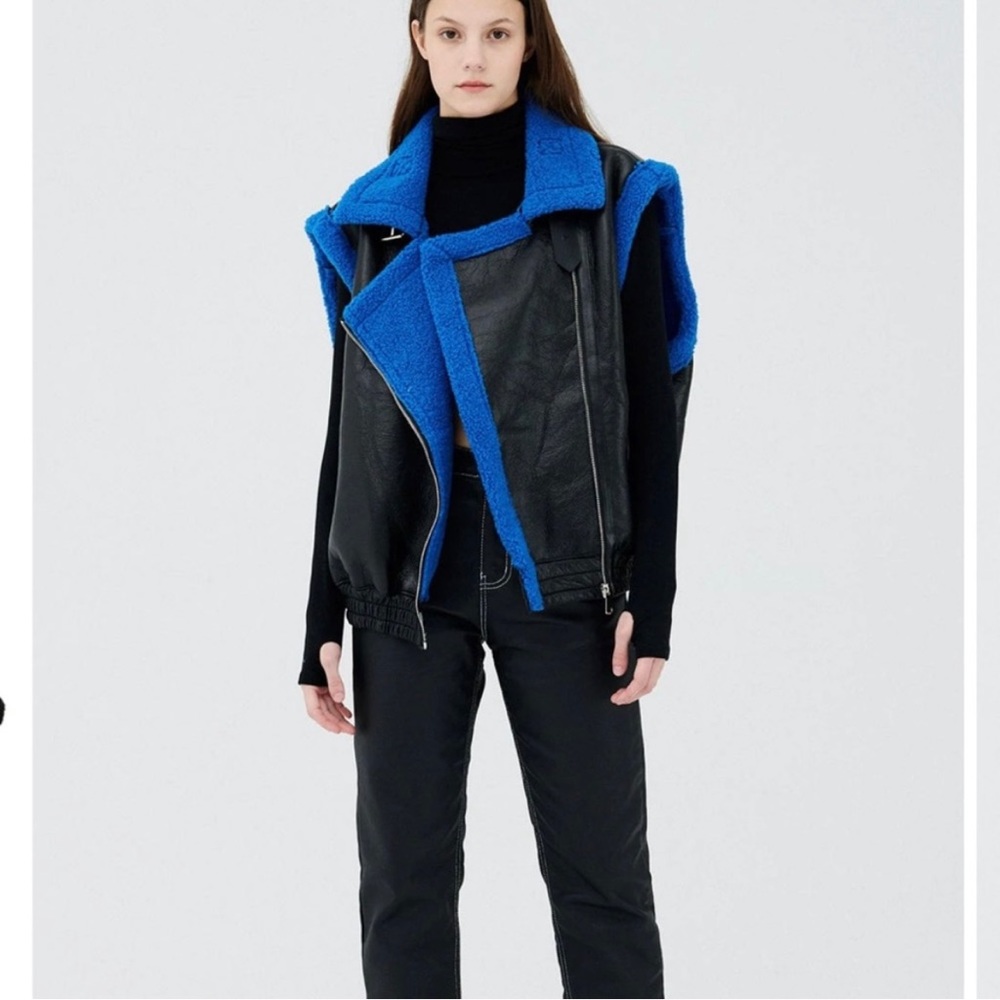 Storets faux fur sleeveless jacket with blue fur